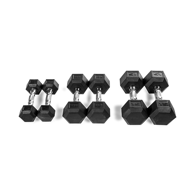 Black Multi-Sized Rubber Dumbbell Set